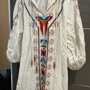 FARM Rio White Maxi Dress with Multicolor Embroidery